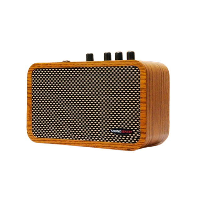 Mini Guitar Amplifier 10W Portable Rechargeable Vintage Wooden Speaker Headphone Jack Function With Multiple Effects