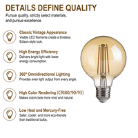 Ampoule LED à filament G25/G80 7W 800LM dimmable CRI 80 AC 120V/AC220-240V pour éclairage décoratif maison, café, hôtel - Vente chaude