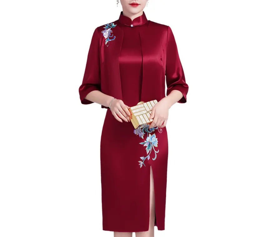 Two piece mother's wedding dress improved cheongsam