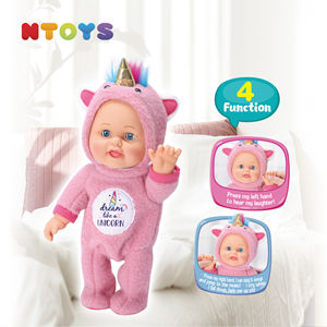 Hot Sale 12 "B/O Spring puppe Custom ized Singing Interaktive <span class=keywords><strong>Baby</strong></span> puppe mit Einhorn kleid für Kinder - Product Image 2