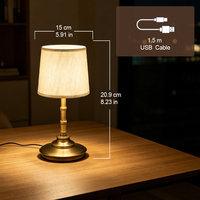 Lampe de table rechargeable à commande tactile vintage, 3000K-6000K, intensité réglable, abat-jour en lin métallique, lampe LED sans fil pour la décoration de la chambre
