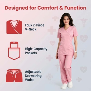 Uniforme Médico Internacional para Enfermeras, Pantalones <span class=keywords><strong>de</strong></span> Manga Corta, Ropa <span class=keywords><strong>de</strong></span> <span class=keywords><strong>Trabajo</strong></span> para Quirófano, Aislamiento, Tela <span class=keywords><strong>de</strong></span> Poliéster Tejida, para Mujer - Product Image 3