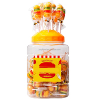 Certificat HACCP/BRC Halal Kosher Burger Fruit Gummy Hamburger Shape Jelly Soft Gummy Candy Lollipop