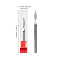 Mata Bor Kuku Bentuk Api Berlian 3/32 Shank Dry Manicure Burr untuk Membersihkan Kuku dan Menghilangkan Kutikula