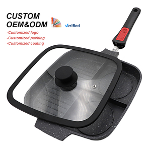 Bán Buôn Đúc Nhôm Ăn Sáng 3 Trong 1 Chảo Không Dính Vuông Nướng Pan 3-Phần Với Có Thể Tháo Rời Xử Lý - Product Image 1