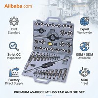 Jeu de tarauds et filières M2 HSS 45/76/110 pièces, métrique et impérial, en acier rapide, kit d'outils de filetage, avec logo OEM, coffret métallique