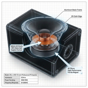 Altavoz PA Profesional de 10 Pulgadas, 250W <span class=keywords><strong>RMS</strong></span>, Bobina de Voz de 65mm, Imán de 170mm, Woofer de Alta Sensibilidad para KTV, Escenarios, Clubes, Audio, Venta al Por Mayor - Product Image 2
