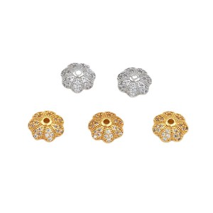 Zircon Flower Holder 14K Gold Plated <b>Copper</b> DIY Jewelry Accessories For <b>Bracelet</b> Making Silver White Gold 18K Gold Flower Shape - Product Image 5