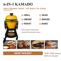 Barbecue au charbon de bois Auplex Ceramic OEM pour extérieur, Kamado Grill 23'' XXL jaune