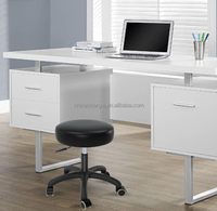 Tabouret roulant réglable en hauteur avec roulettes, pivotant à 360°, chaise rembourrée en cuir robuste, design pliable pour bureau, clinique, magasin