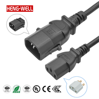 Câble d'alimentation verrouillable homologué UL IEC 320 C13 à C14 18AWG pour PDU GPU Serveur Rack - HENG-WELL
