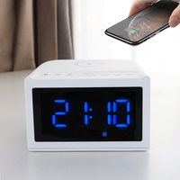Réveil avec chargeur sans fil 15W, haut-parleur Bluetooth 3 en 1, fournitures hôtelières, haut-parleurs doubles, grand écran, haut-parleur de bureau, chargeur
