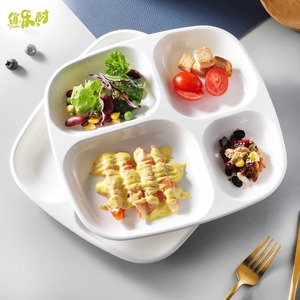 Divided <b>Plates</b> 4 Compartment <b>Melamine</b> White Restaurant Commercial Use - Product Image 1