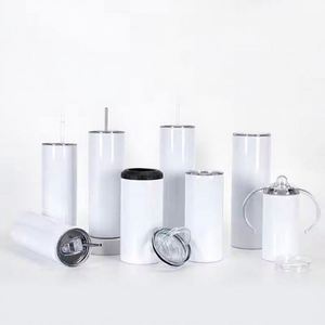 USA Warehouse <b>2</b> Days Delivery 20OZ White Sublimation Blanks Stainless Steel Skinny Straight Tumblers Straw Business Gifts - Product Image 1