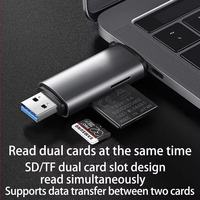 Lector de Tarjetas SD/TF Dual OTG con Interfaces USB 3.0 Tipo C y Micro USB, Escritura de Alta Velocidad de 5 Gbps, Apto para Teléfonos Móviles y PC