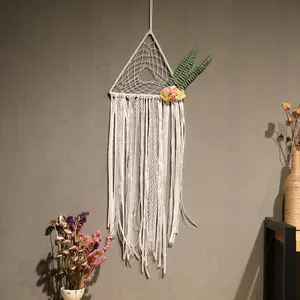 Yeni tasarım el yapımı çiçek kumaş dantel püskül Dreamcathers duvar asılı Boho ev süslemeleri