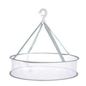 Clothing Organizer Double Layer Folding Drying Net Round Hook Type Foldable Drying <b>Basket</b> For Clothes Storage - Product Image 5