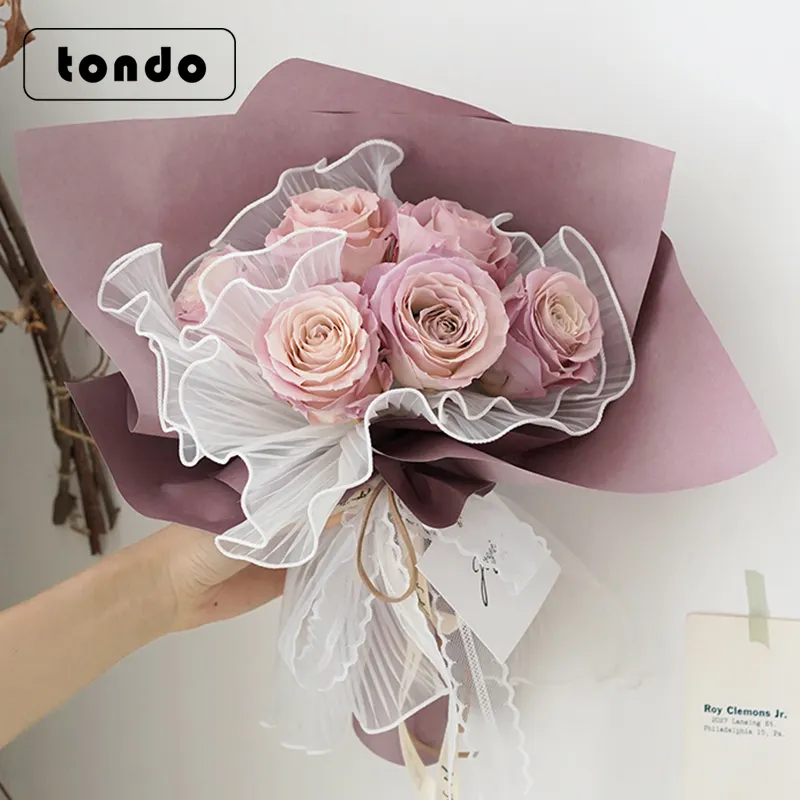 Tondo 2021 koreanische Welle Garn Geschenk Blumen verpackung Korean Flower Mesh Garn für Floristen Blumenstrauß Verpackung