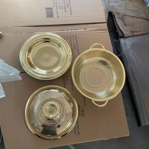 Stainless Steel Fruit Basket With Lid Double Eared Drain Basket Silver Gold Rose Gold 3 Piece Set - Product Image 4