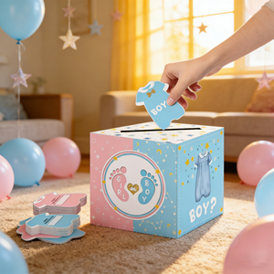 Cajas de Regalo para Decoración de Baby Shower DAMAI, Artículos para Fiestas de Revelación de Género, Caja de Papel Roja y Azul, Caja de Votación Plegable para Fiestas de Revelación - Product Image 1