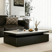 Table basse rectangulaire minimaliste noire avec tiroir de rangement, pour salon, mobilier d'intérieur moderne