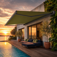 Auvent motorisé rétractable de luxe avec télécommande - Dimensions personnalisables pour balcon et jardin extérieur, protection solaire