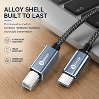 Cable de Impresora USB Tipo C, Cable de Datos Blindado con Lámina de Nailon para Impresora Brother, Escáner, Dispositivos Informáticos