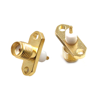 For Female RF Brass Connector with 2 Hole Diamond Flange PCB Mount IL4mm PL3mm