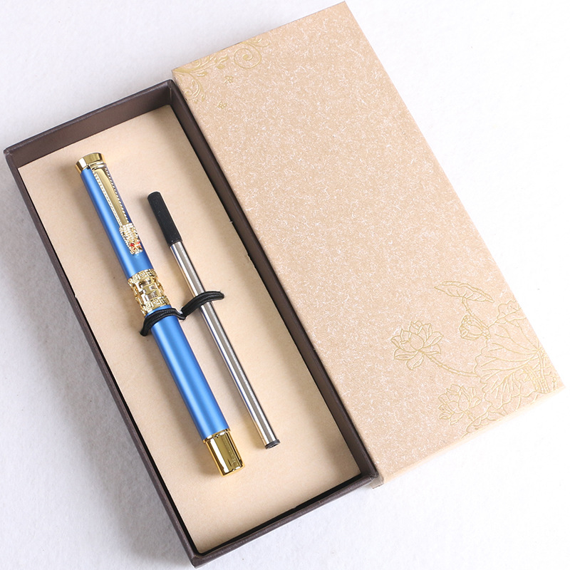 Bolso de mano caja de regalo + pluma firma azul