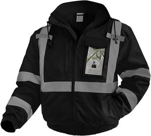 Khả năng <span class=keywords><strong>hi</strong></span>ển thị cao dài tay áo phản quang an toàn xây dựng mùa đông áo khoác không thấm nước <span class=keywords><strong>HI</strong></span> <span class=keywords><strong>VIS</strong></span> áo khoác với dây kéo túi - Product Image 3