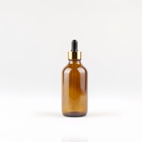 Bouteille en verre ambré Boston de 120 ml avec pulvérisateur à gâchette et couvercle en aluminium pour lotion, boisson