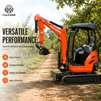 Mini-excavatrice FULCORE homologuée CE pour le nettoyage des fossés de drainage, les travaux d'irrigation et les travaux de terrassement avec lame à chenilles en acier
