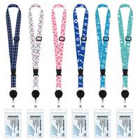 Porte-badge rétractable en polyester avec impression de logo personnalisé, écologique, avec clip porte-clés de sécurité pour bureau, conférence, salon professionnel