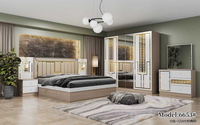 Ensemble de meubles de chambre économique en MDF, lit king size, suite complète moderne pour la maison avec armoire et coiffeuse