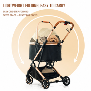 Detachable Pet <b>Stroller</b> Carrier for Cats 4 Wheels Foldable Lightweight Travel Bag with Zipper Closure All-Season Use - Product Image 6