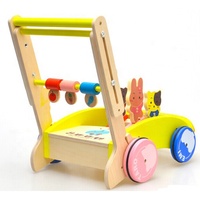 Poussette jouet éducatif multifonction en bois pour bébé, vente en gros