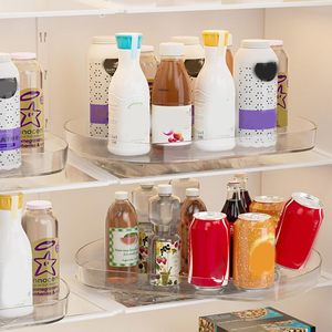 <b>Clear</b> Square Plastic Fridge Organizer Storage Kitchen Countertop Lazy Susan Turntable Refrigerator Rotated Tray Food <b>Container</b> - Product Image 3