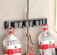 Support de vadrouille mural mobile robuste organisateur d'outils en métal avec crochets fentes pour la maison Garage jardin blanchisserie cuisine