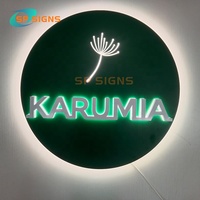 Enseigne en métal SP avec logo mural personnalisé Enseigne de bureau intérieure éclairée en 3D Enseigne lumineuse de magasin rétroéclairée par LED Enseigne publicitaire à LED