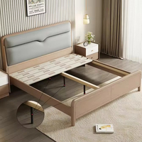 Lit plateforme Delanto en bois massif de caoutchouc, design moderne, avec rangement, gain de place, écologique, tailles Queen/King – Ventes Flash