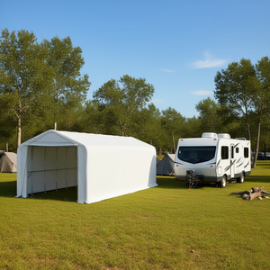 Abri de rangement pour camping-car D0100XUB5WY 18' x 45' avec paroi arrière en tissu PVC et porte avant à enroulement pour usage extérieur - Product Image 2