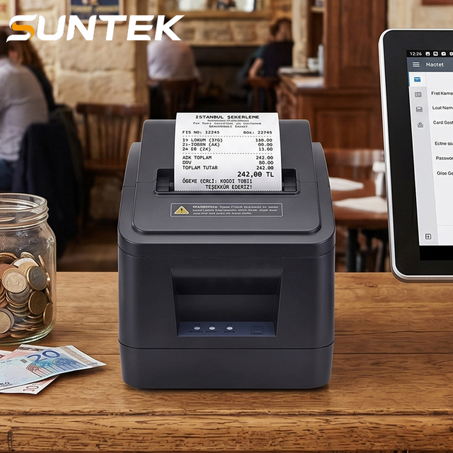 High Speed 4G Thermal Printer SUNTEK 80mm USB Without Ribbon Low Noise Operation Thermal Paper in Stock