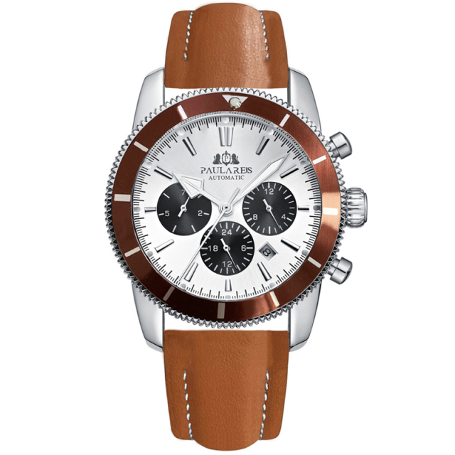 PAULAREIS Brand Sport Waterproof Men Clock Stainless Steel Rotatable Bezel Chronograph Mechanical Man Luminous Automatic Watches