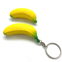Jouets en mousse PU personnalisés, mini porte-clés fruits, banane jaune souple, jouets anti-stress, mini porte-clés alimentaire pour cadeaux promotionnels