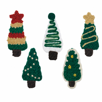 Patchs de Noël festifs en crochet à coudre, badges brodés faits main, appliques, cadeau pour pull, veste, vêtements, sac, ensemble