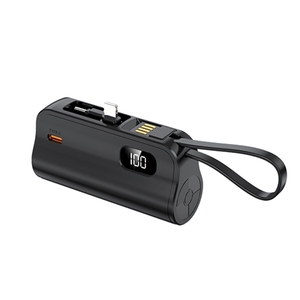 Ngân hàng điện 5000mAh với sạc kép giao diện điện thoại chủ USB cắm dây buộc hiển thị kỹ thuật số <span class=keywords><strong>Mini</strong></span> viên nang sạc - Product Image 1