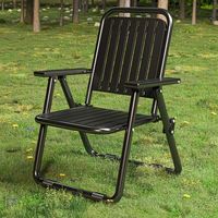 Chaise de camping pliante portable et table d'extérieur – Ensemble avec dossier, design moderne et minimaliste, siège en plastique, cadre métallique, idéal pour le parc, résistant aux UV