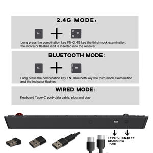 2.4G wireless +BT + wired three-mode LED backlit <b>keyboard</b>, silent trackball <b>keyboard</b> - Product Image 6