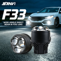 Sanvi F33 Bi LED Fog Projector Lens, lentille de projecteur antibrouillard à faisceau large, lentille antibrouillard bi-LED, 9-16V 5500K, kit de mise à niveau pour phares antibrouillard de voiture