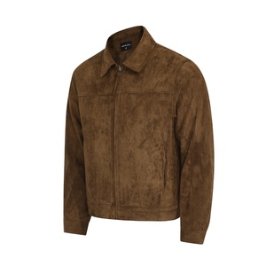 Veste Blouson Unisexe de Luxe en Polyester/Coton Marron Vintage Lavé à Fermeture Éclair Logo Personnalisé Disponible Premium Doux - Product Image 3